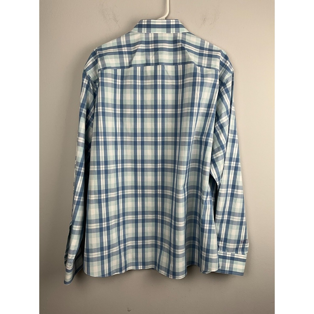 Untuckit Turley WF Shirt Men's XXL Blue Plaid Long‎ Sleeve Wrinkle Free Cotton - Picture 4 of 7